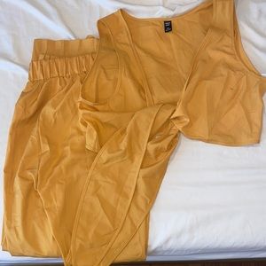 Shein Knot Front Crop Top With Pants Set-Plus Size